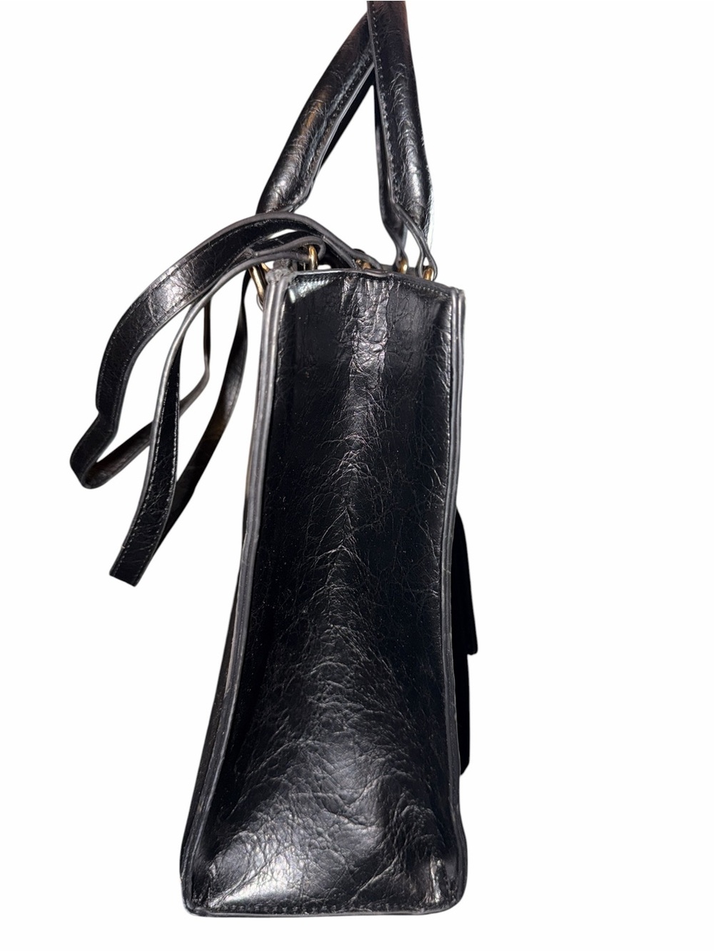 Elegant Black Structured Tote Handbag - Picture 6 of 13
